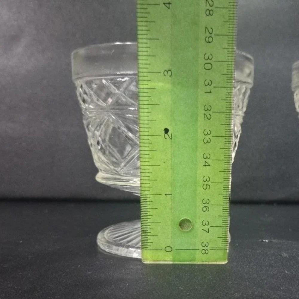 Hazel Atlas Gothic Sherbet Glasses, Set of 2, Peanut Butter Glass Dessert Dishes